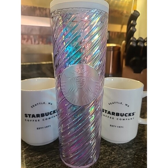 Starbucks Coffee Company Seattle WA Mug Est 1971 2018 14 Oz Stackable Cups Bonus - Picture 1 of 13